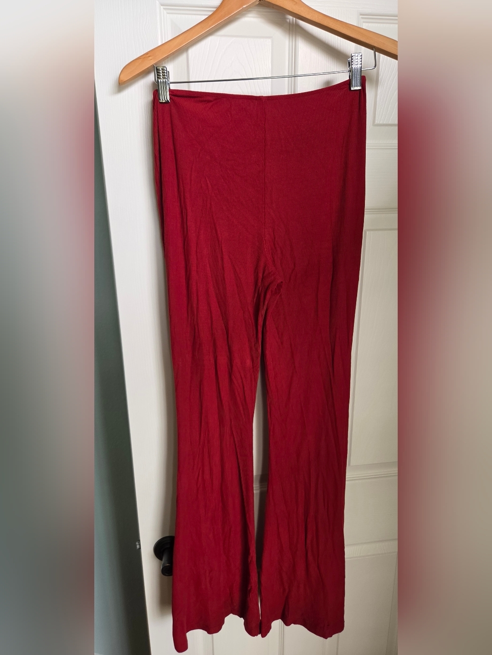 SKIMS Red Drawstring Ribbed Flare Pants - Picture 4 of 4